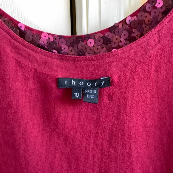 Theory Silk Sequins Party Dress Magenta SZ 10 - Picture 9 of 16